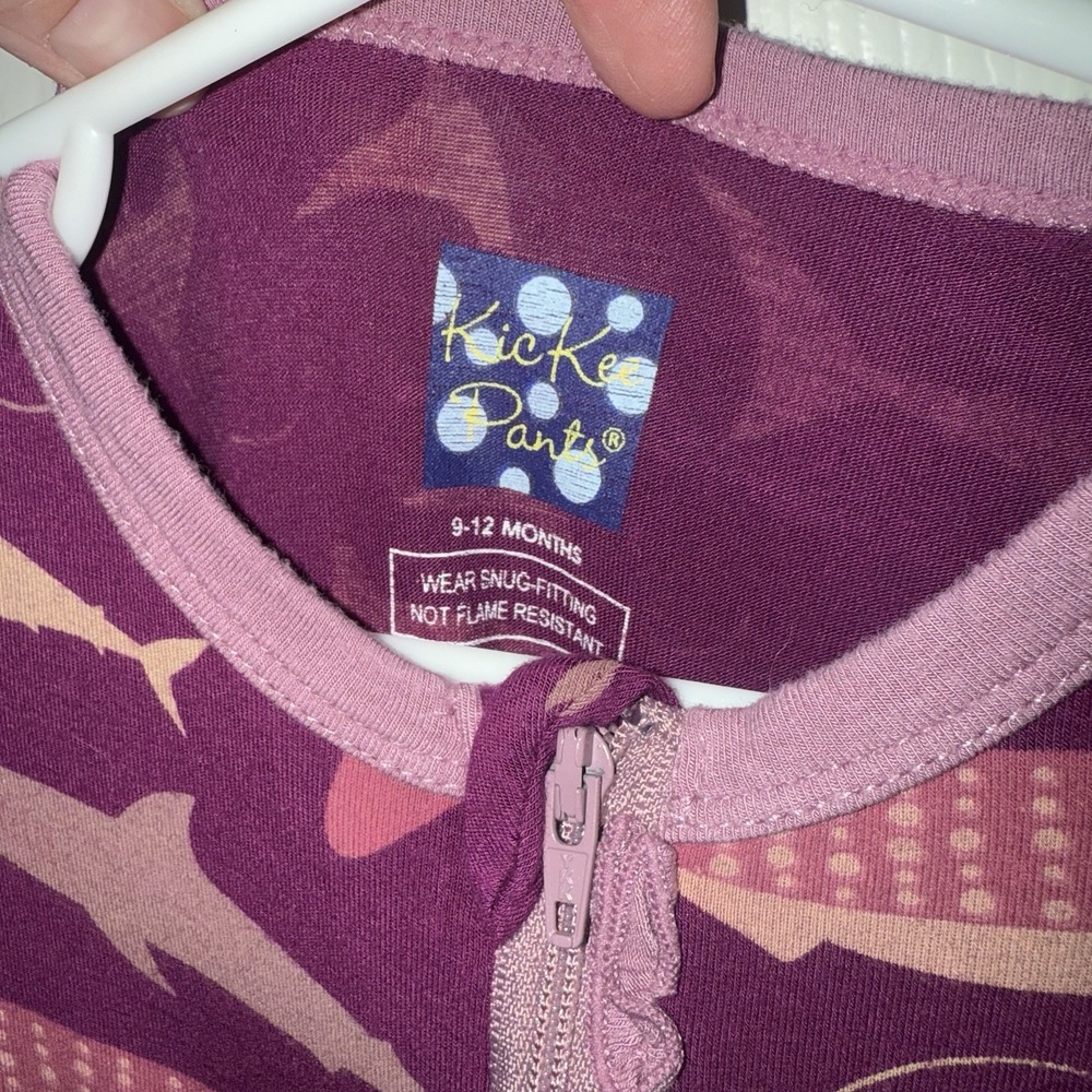 Kickee Pants Bamboo Footed Sleeper One Piece Size 9-12 Months Purple Shark Print - Picture 3 of 4